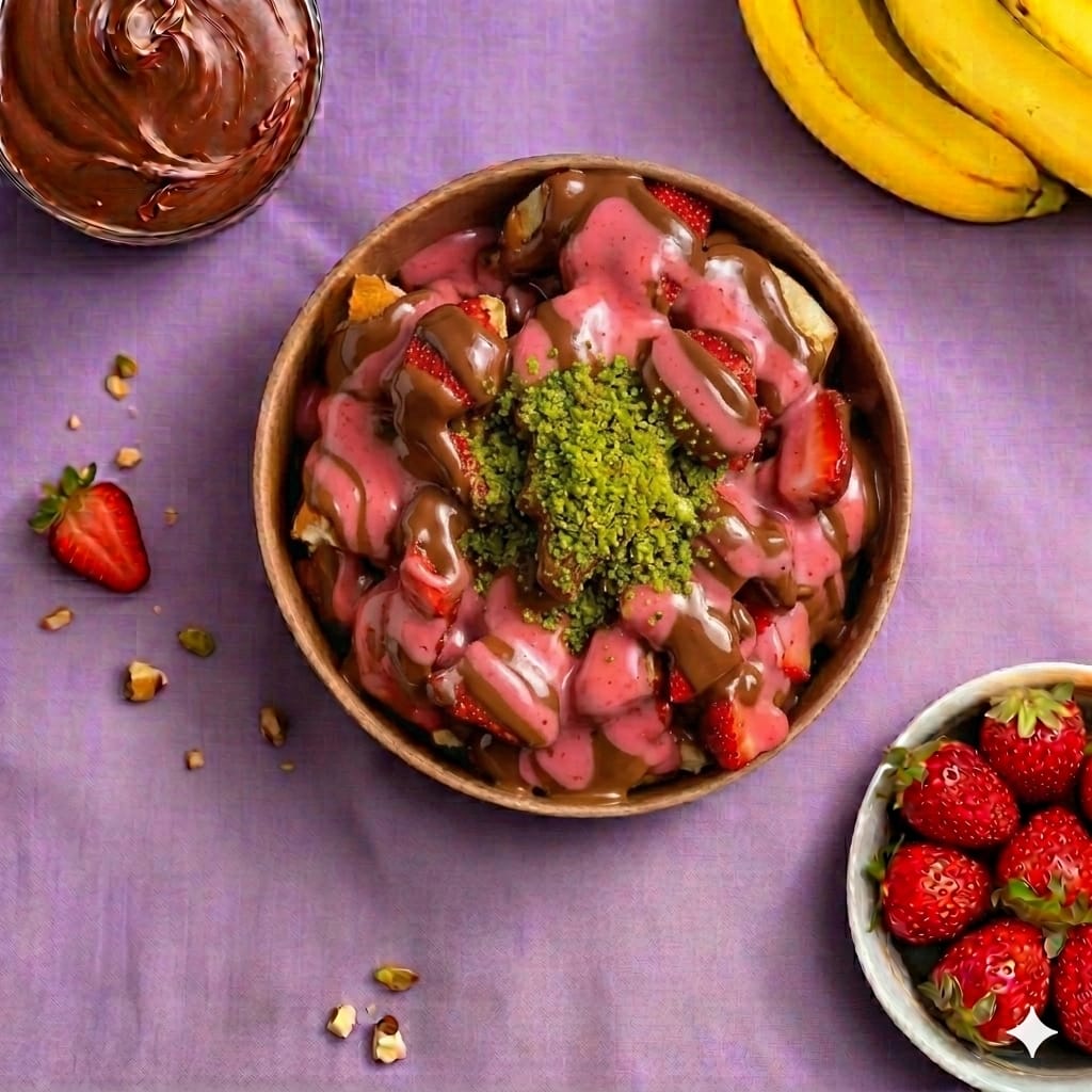 Çilekli Çikolatalı Bowl Waffle